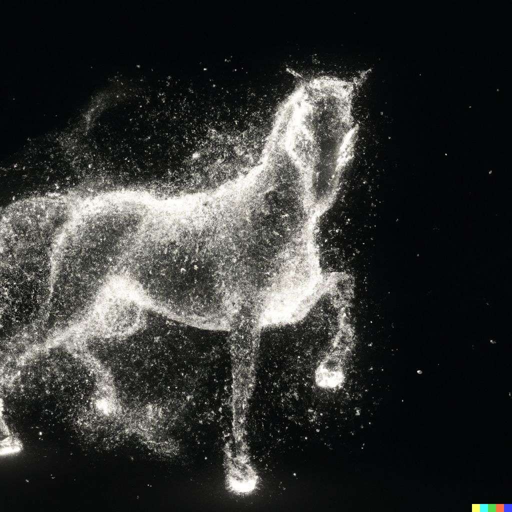 a horse, particle simulation, Octane render